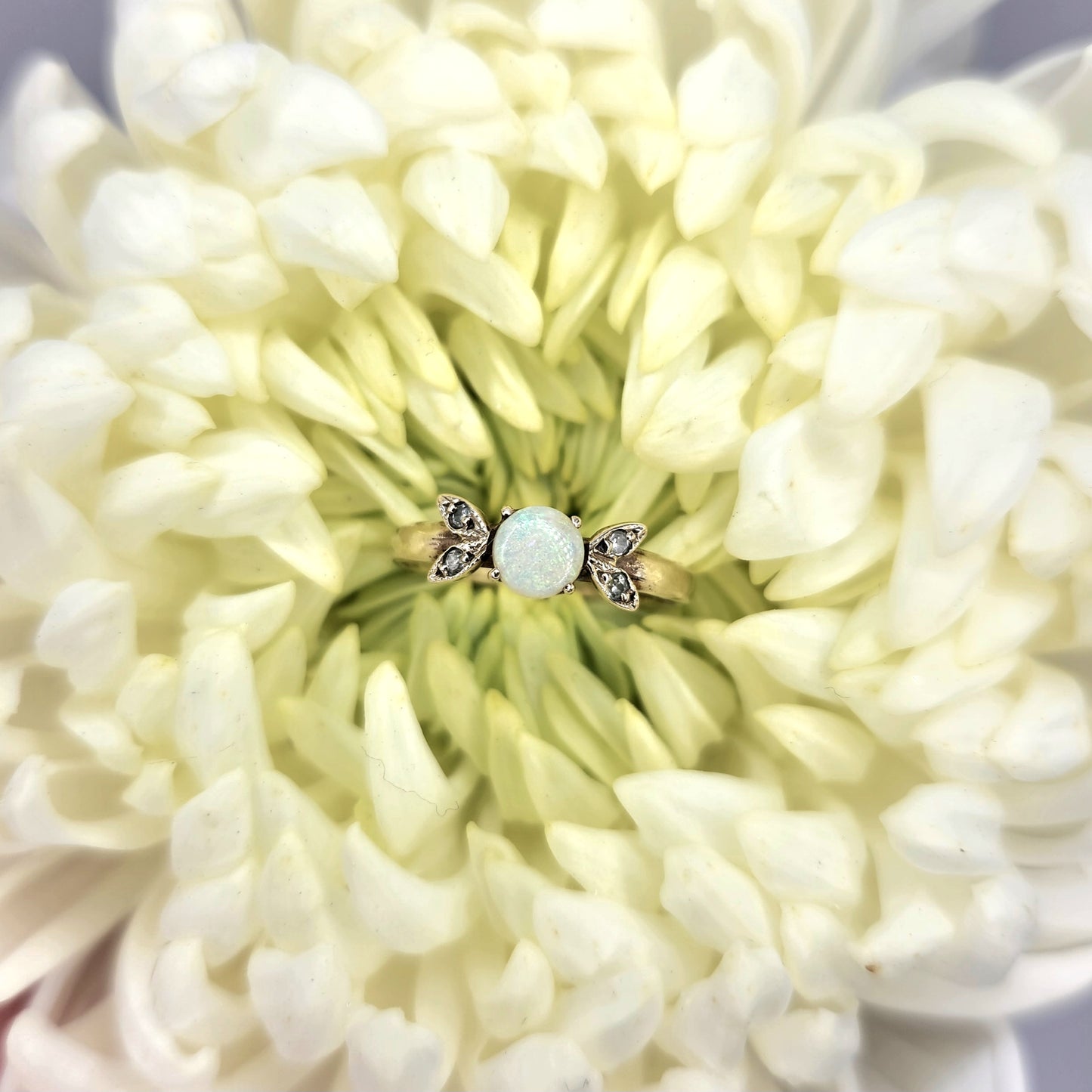 9ct Yellow Gold Opal & Diamond Ring