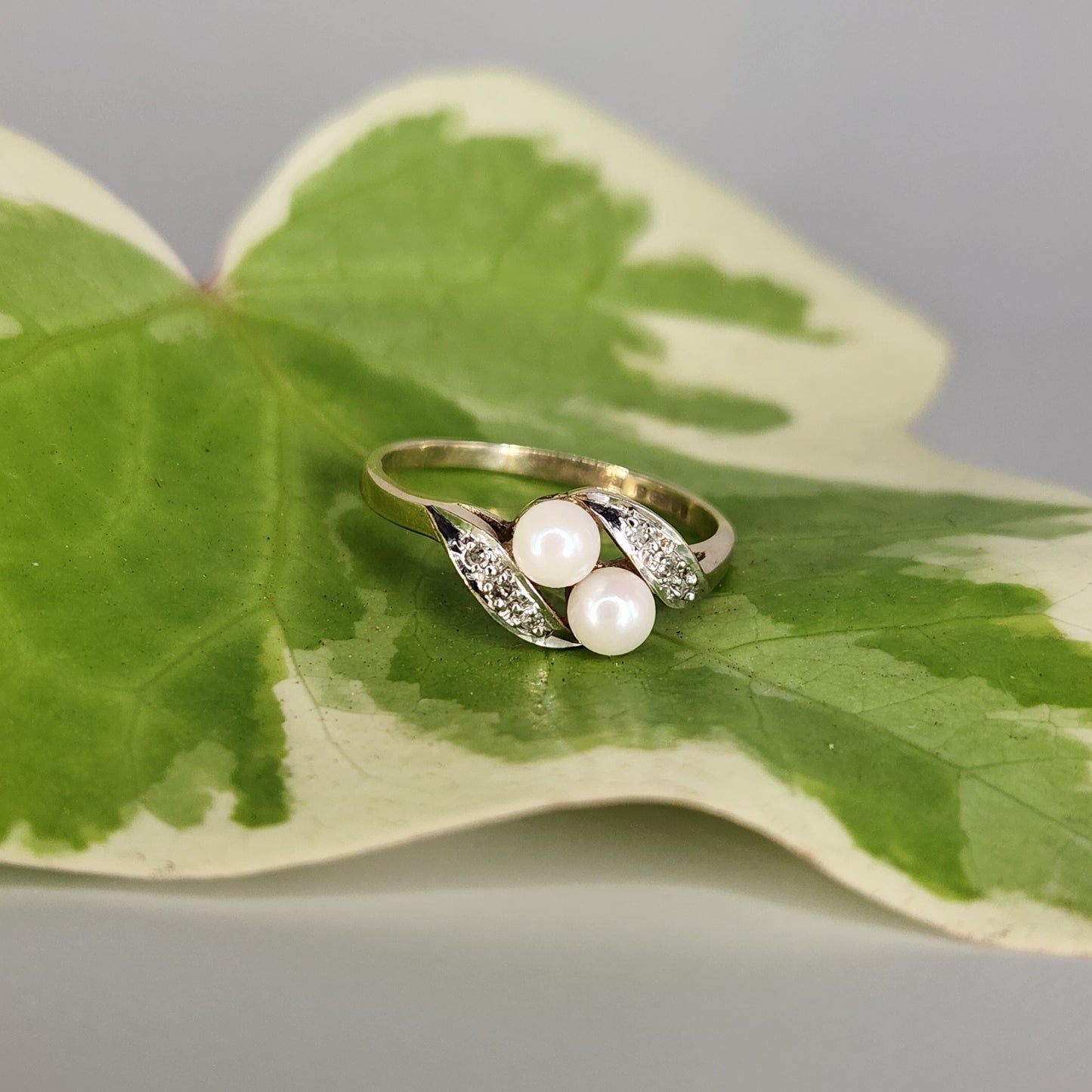 9ct Yellow Gold Pearl & Diamond Ring