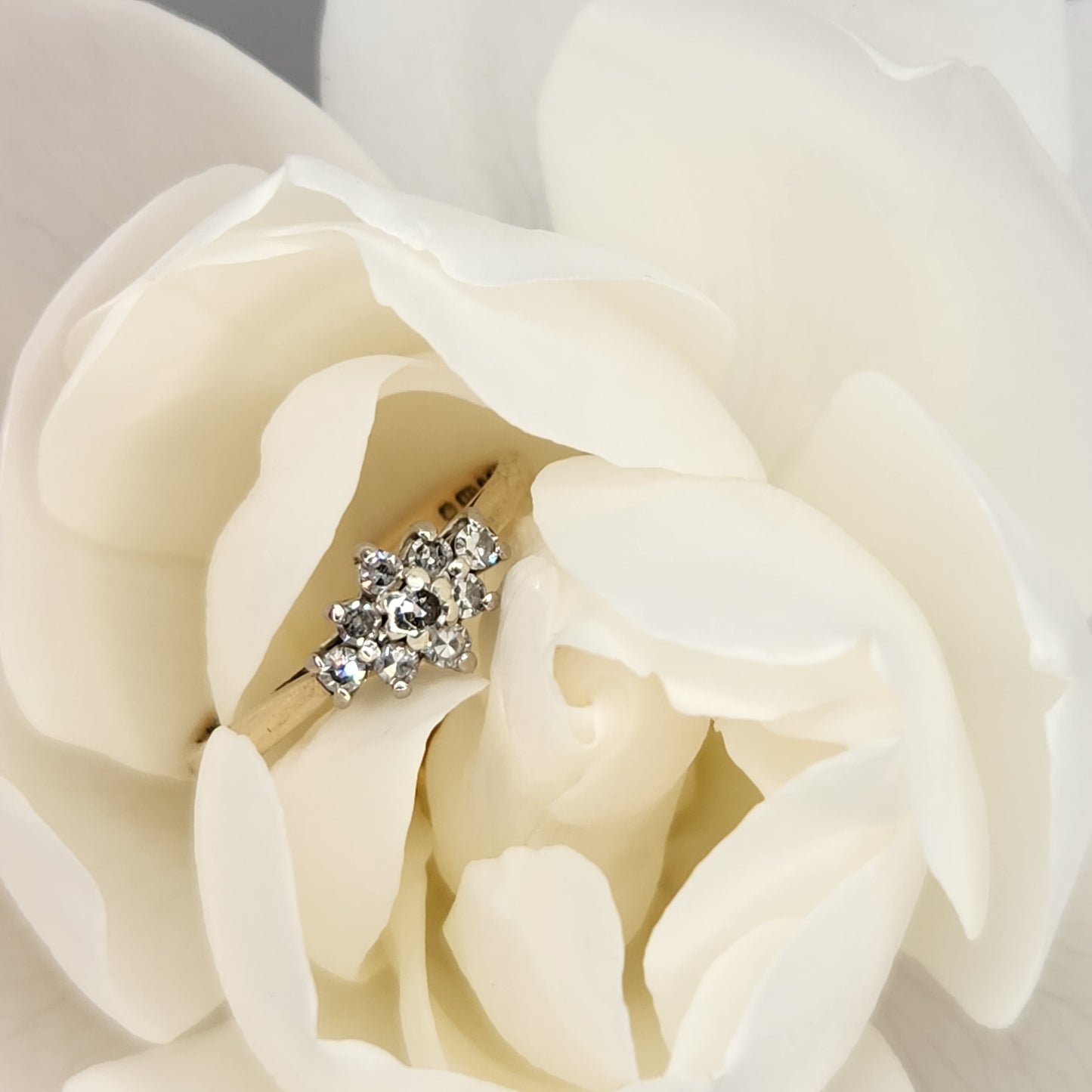 9ct Yellow Gold Diamond Cluster Ring