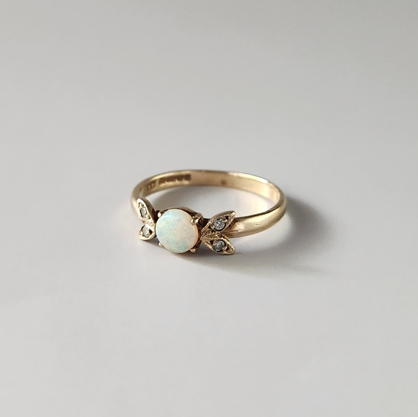 9ct Yellow Gold Opal & Diamond Ring