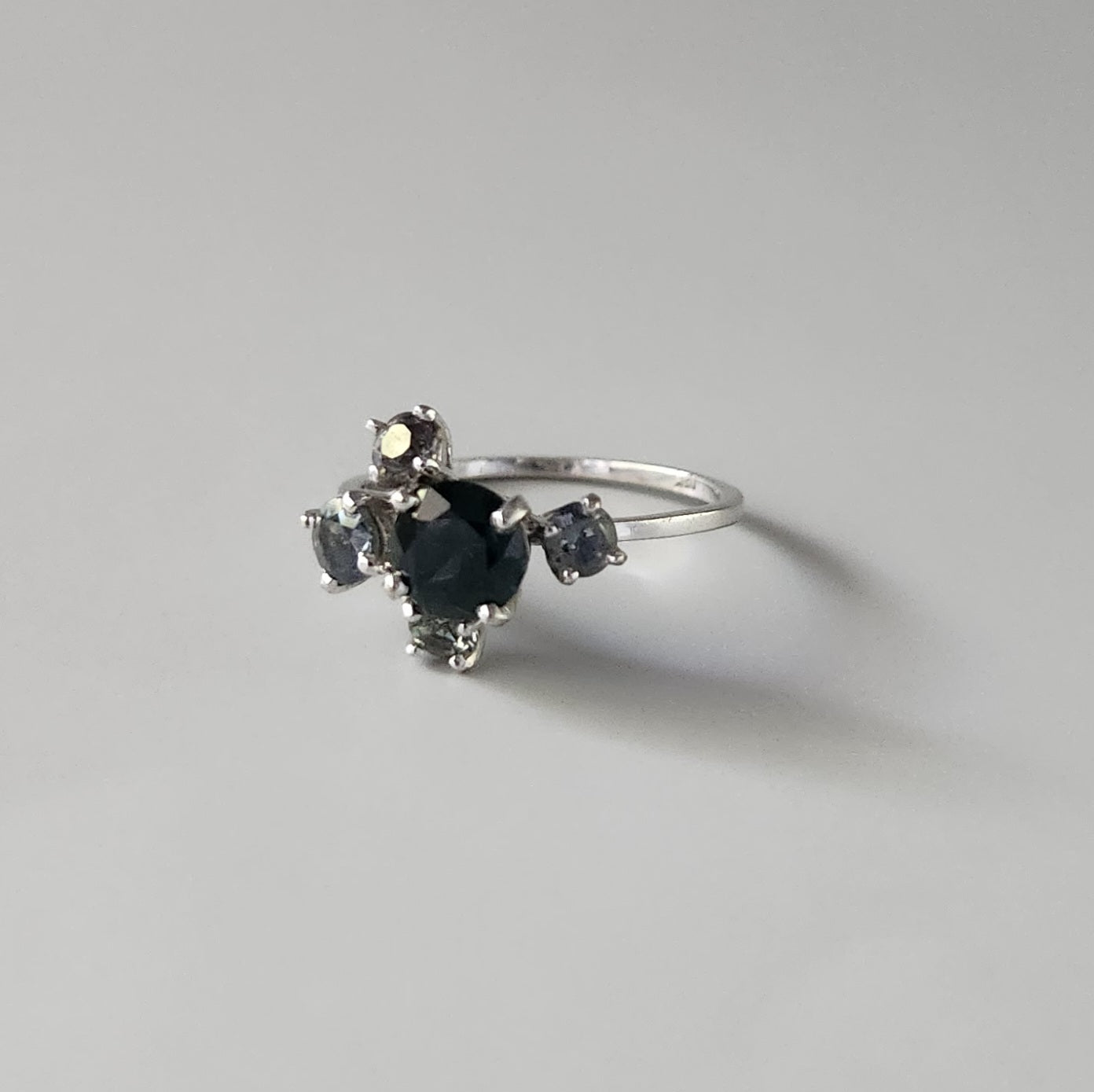 14ct White Gold Australian Green Sapphire Cluster Ring