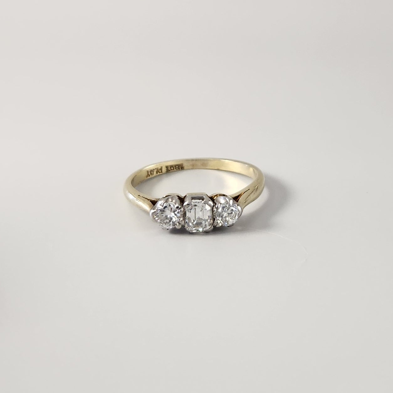 18ct Yellow Gold & Platinum Diamond Trilogy Ring