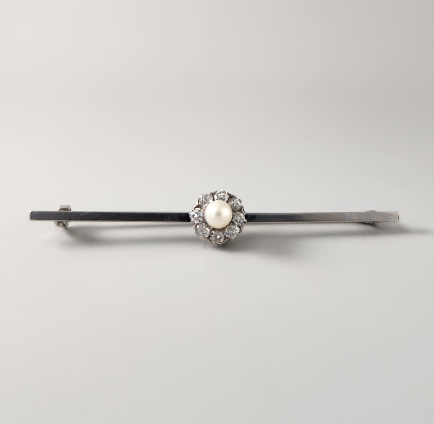 Antique Platinum Diamond & Pearl Cluster Brooch/Pin