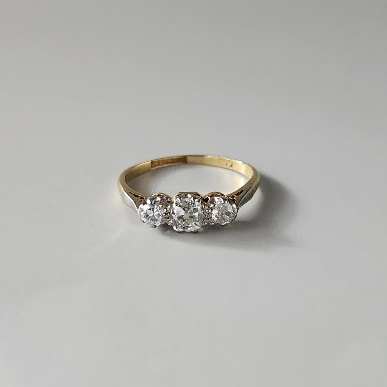 18ct Yellow Gold Old Cut Diamond Trilogy Ring