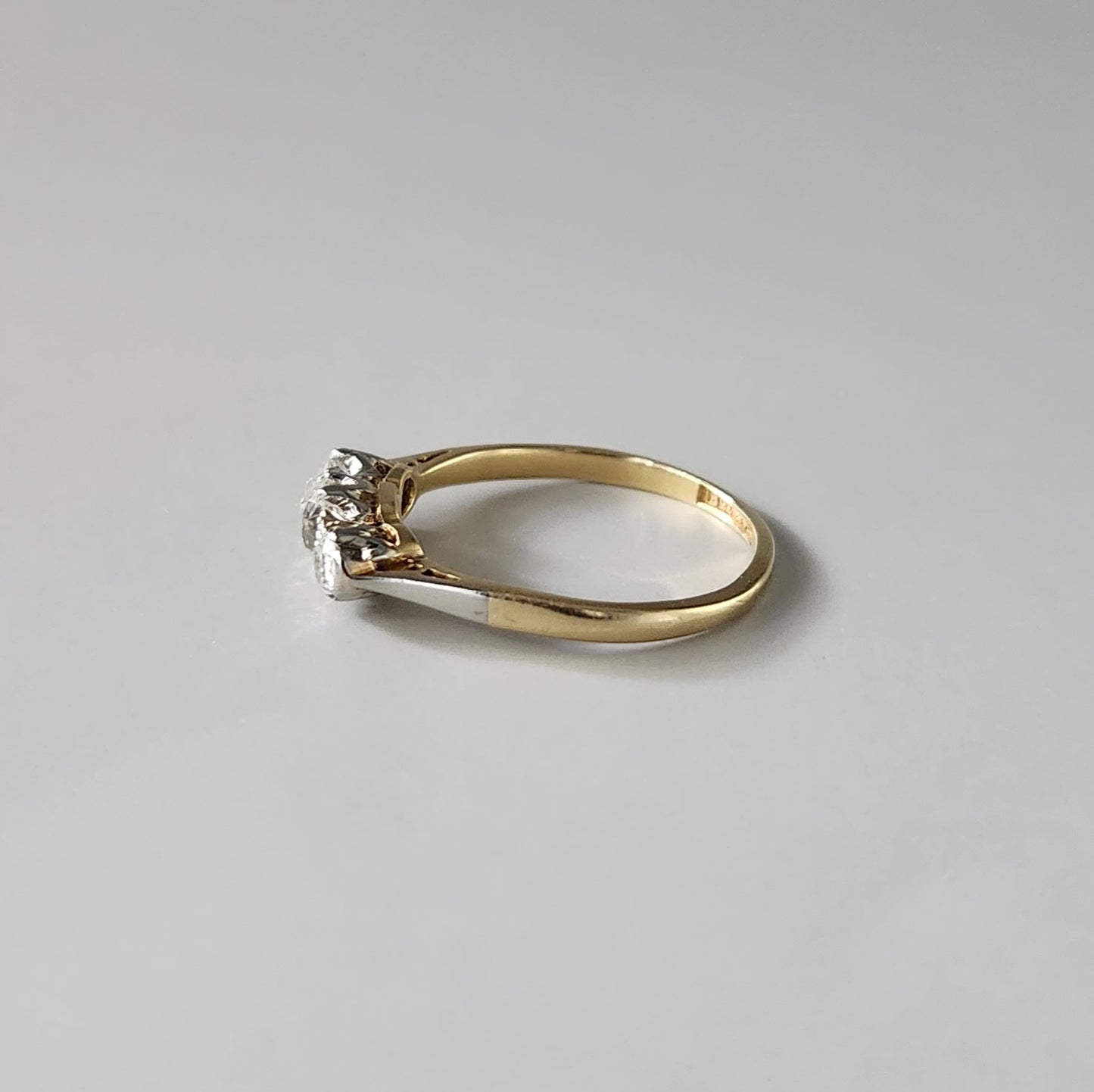 18ct Yellow Gold Old Cut Diamond Trilogy Ring