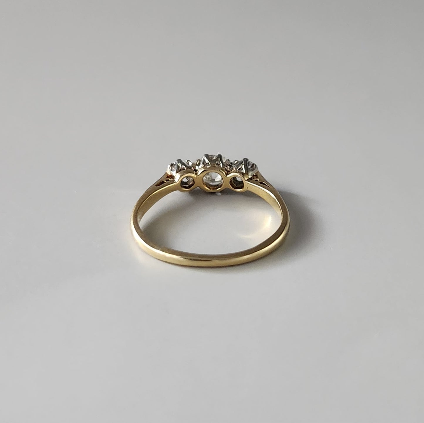 18ct Yellow Gold Old Cut Diamond Trilogy Ring