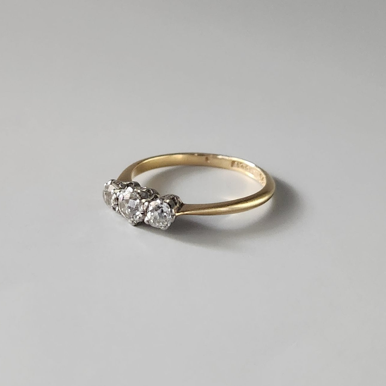 18ct Yellow Gold Old Cut Diamond Trilogy Ring