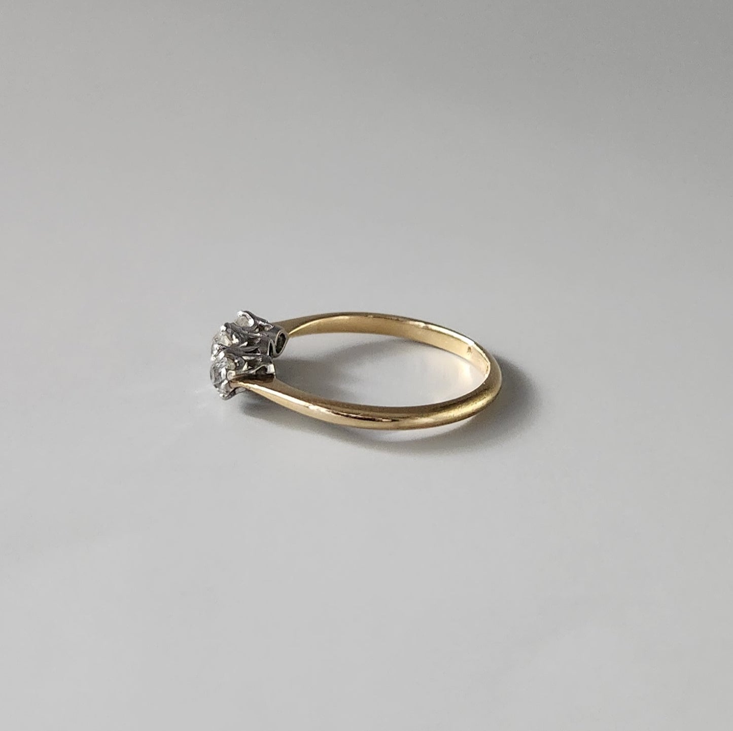 18ct Yellow Gold Old Cut Diamond Trilogy Ring