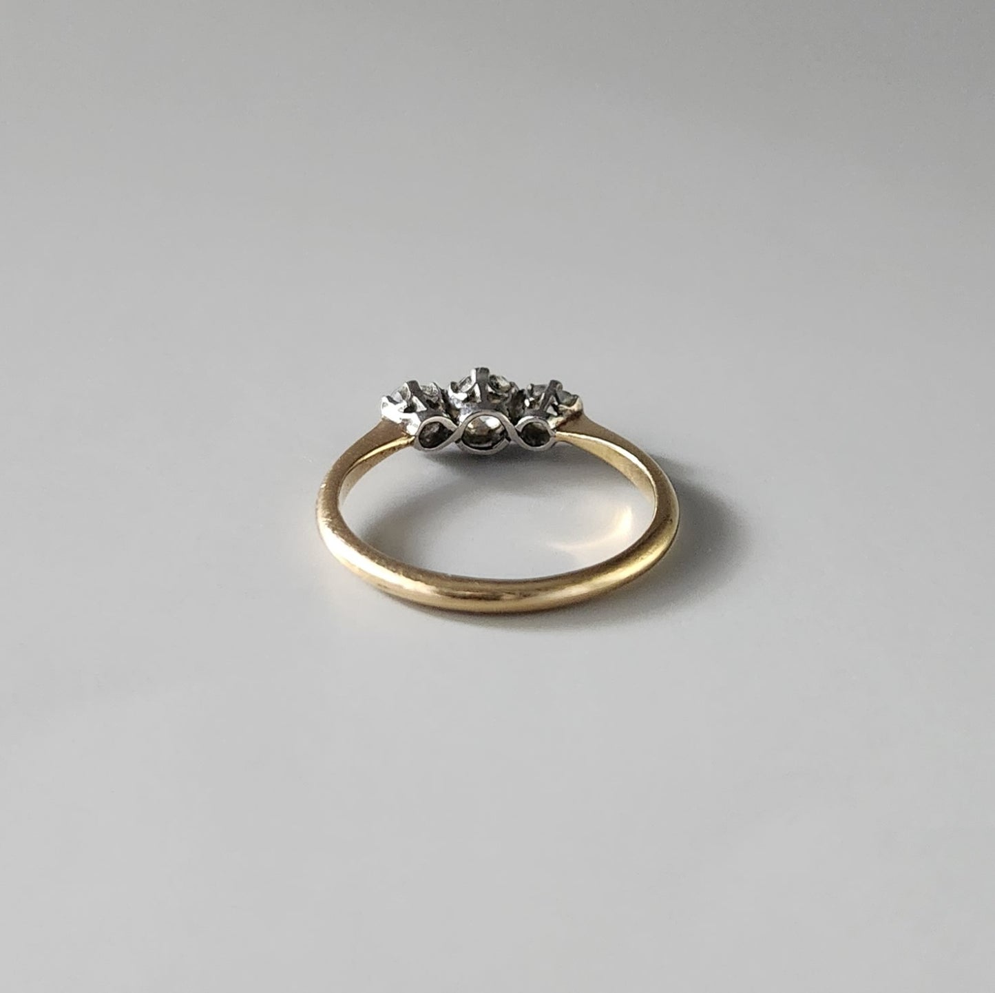 18ct Yellow Gold Old Cut Diamond Trilogy Ring