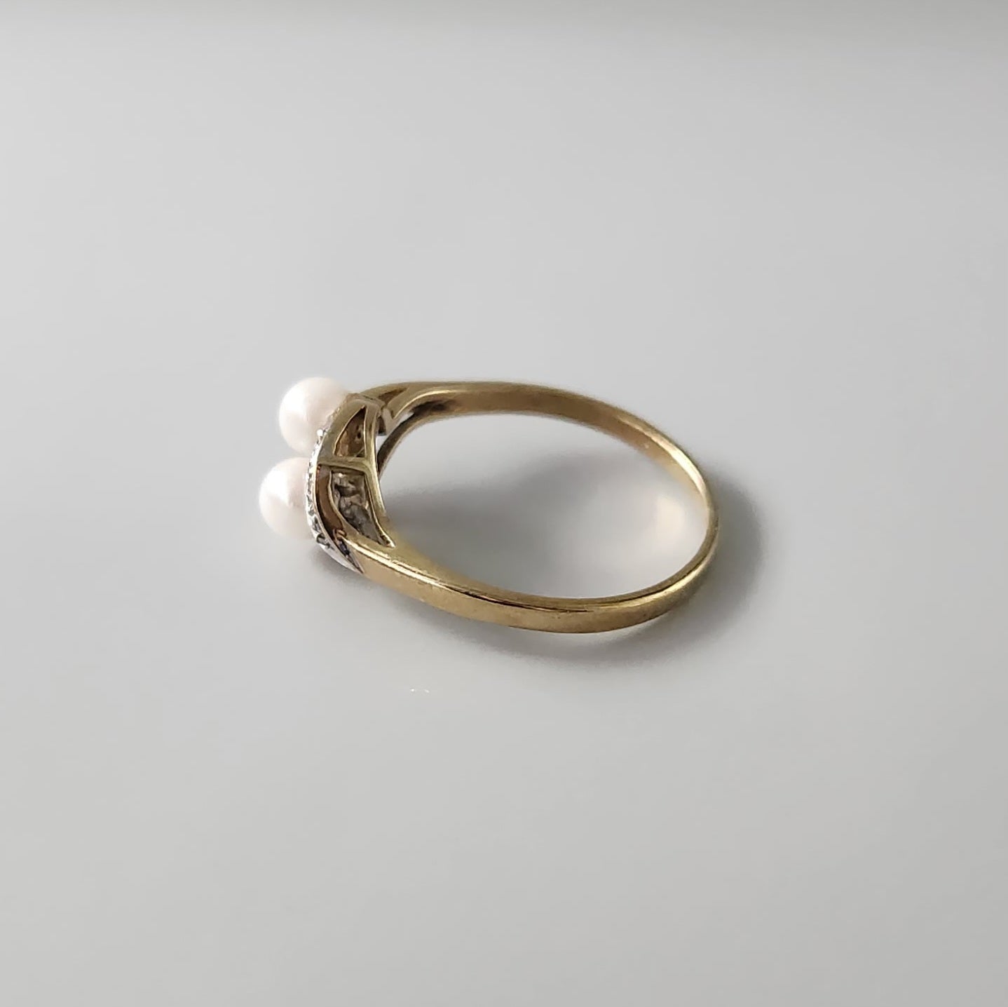 9ct Yellow Gold Pearl & Diamond Ring