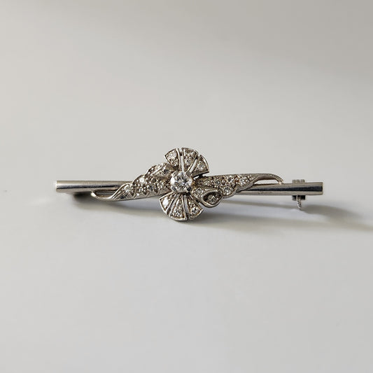 18ct White Gold Mid Century Diamond Brooch/Pin