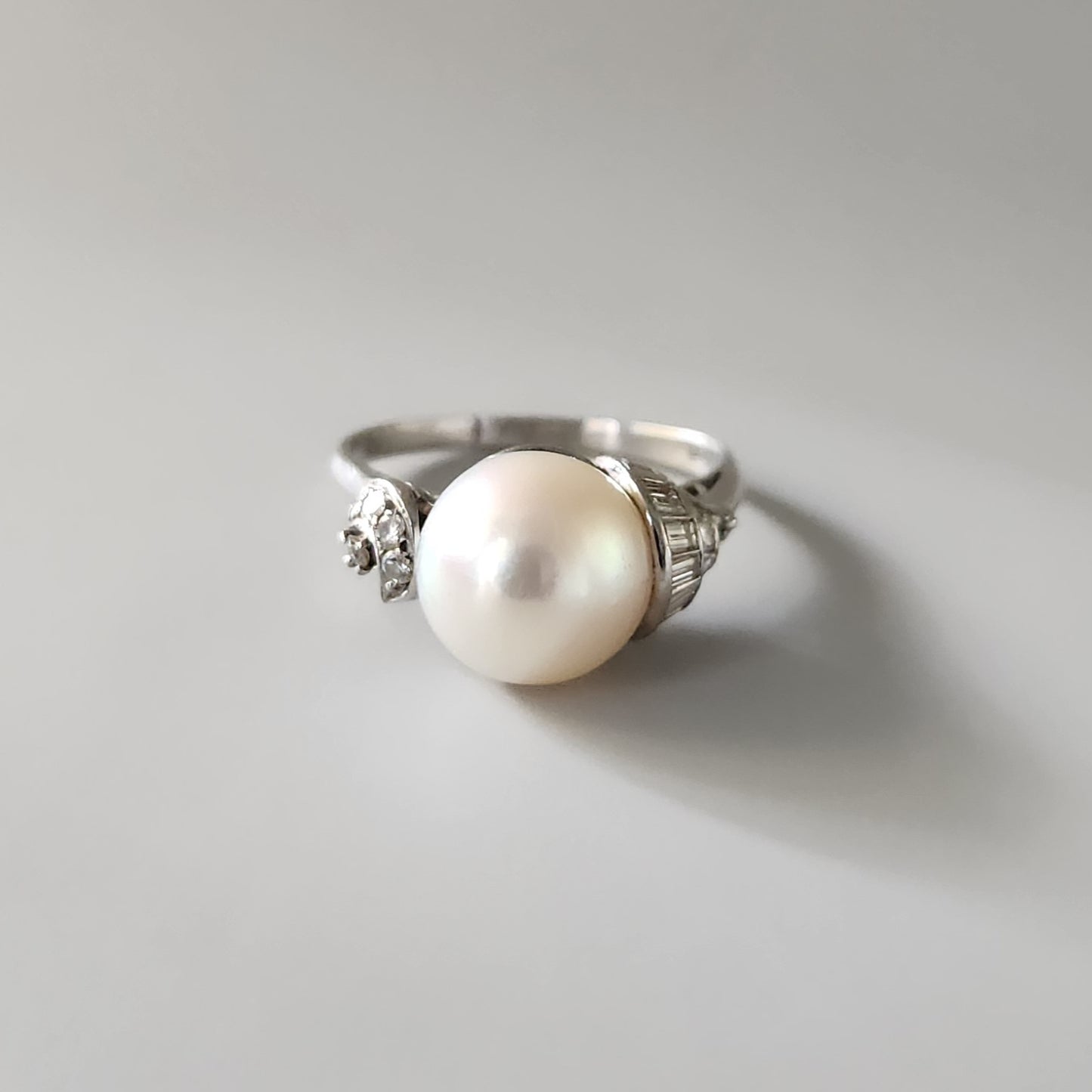 Platinum South Sea Pearl & Diamond Ring