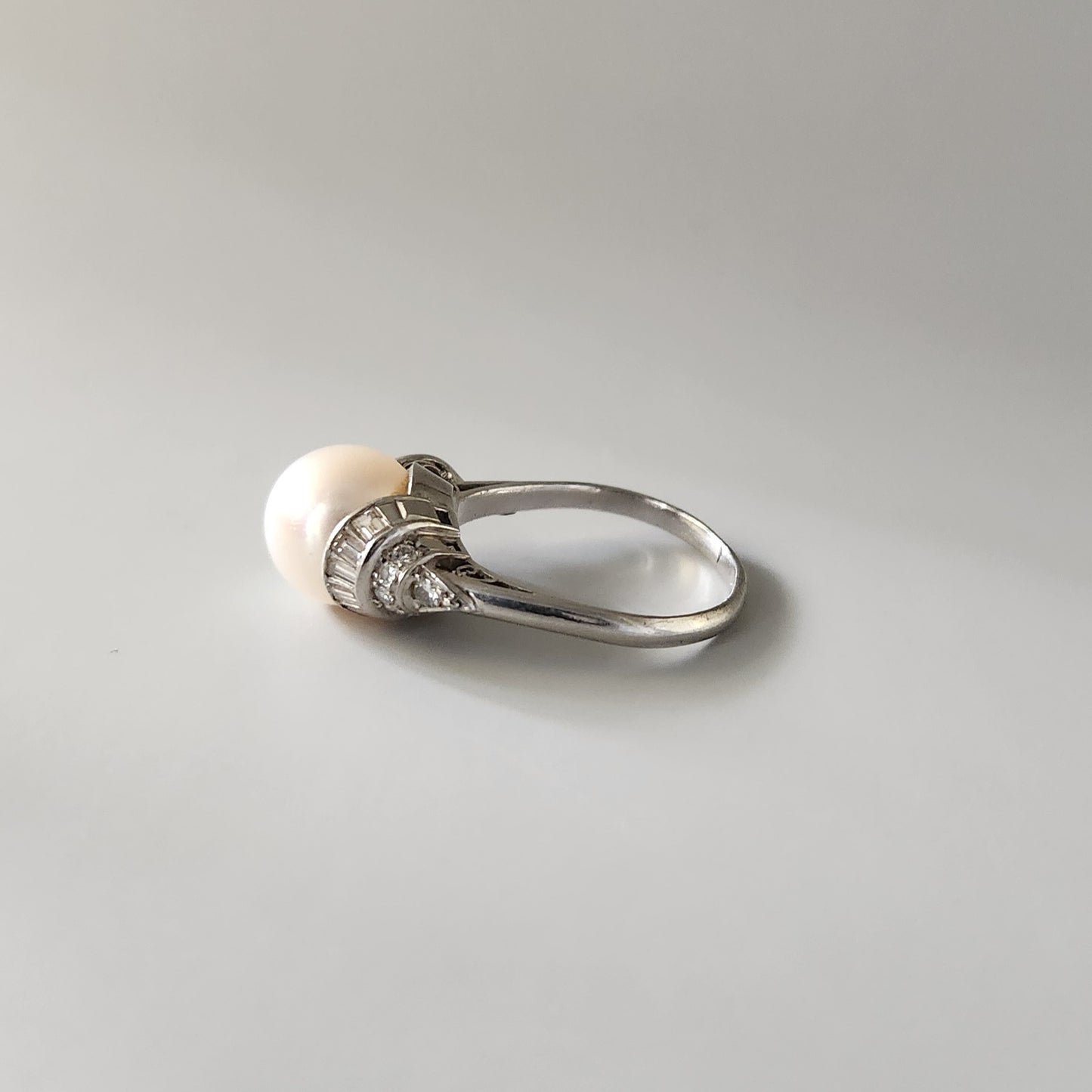 Platinum South Sea Pearl & Diamond Ring