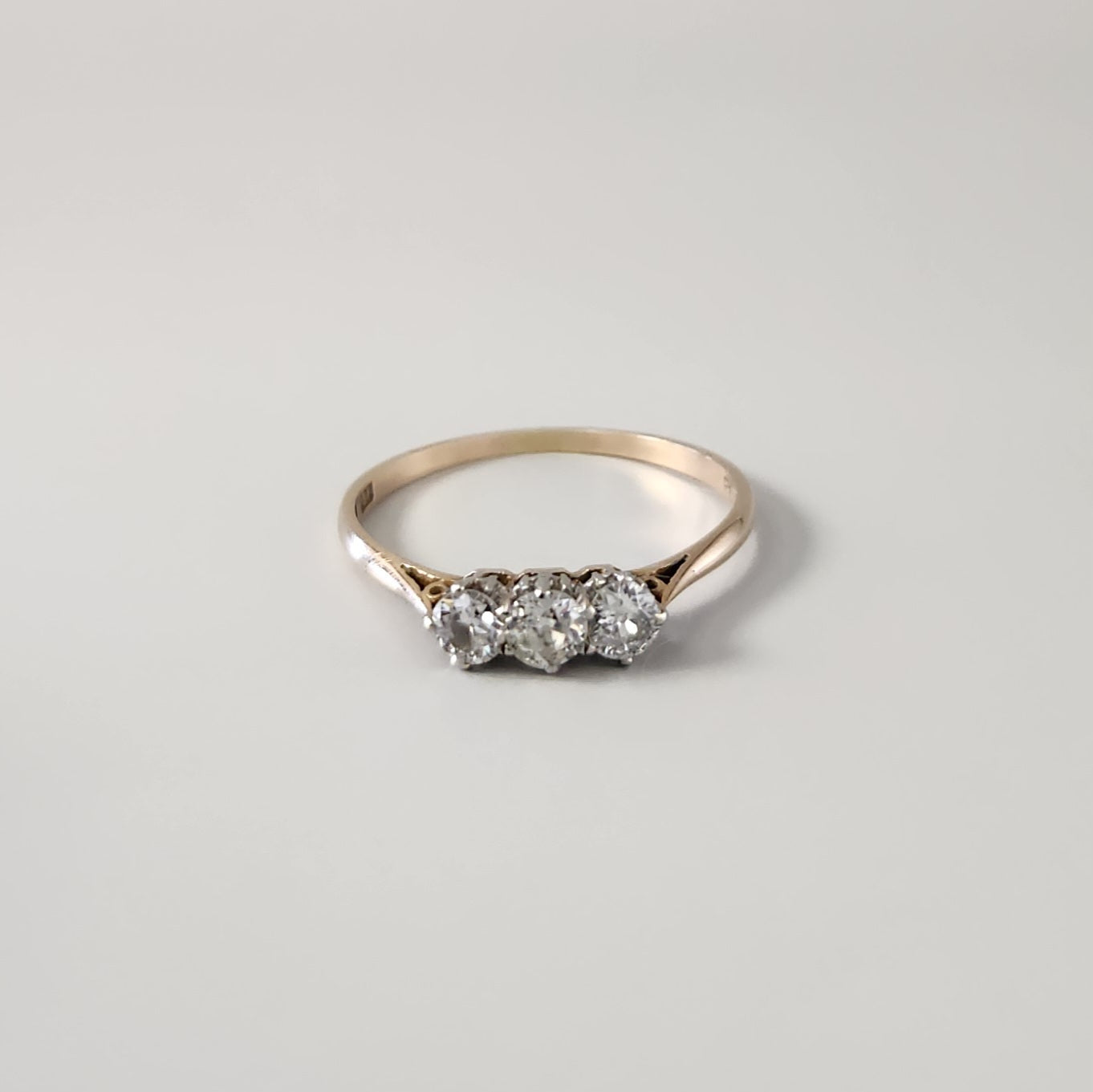 18ct Yellow Gold Old Cut Diamond Trilogy Ring