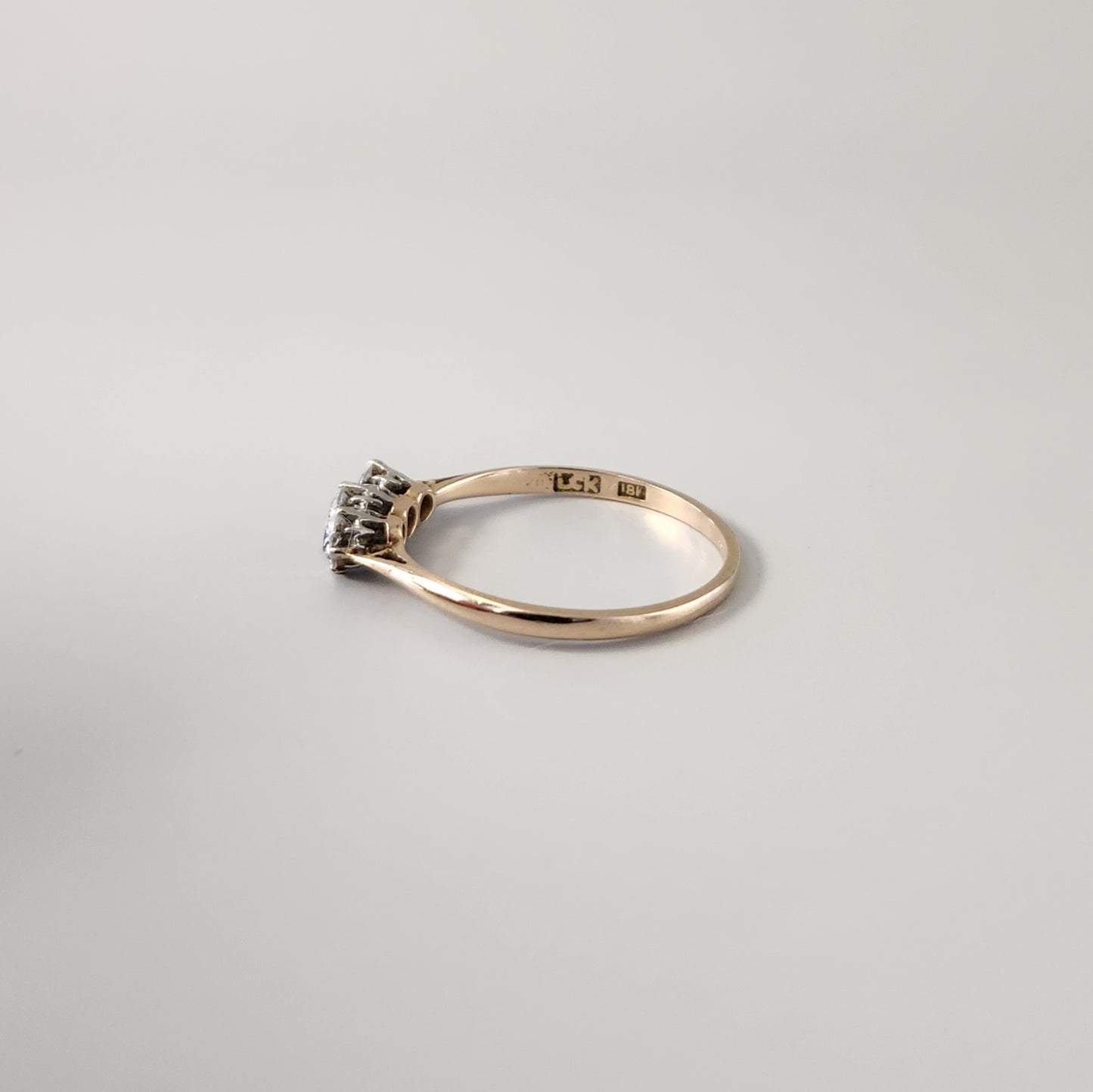 18ct Yellow Gold Old Cut Diamond Trilogy Ring