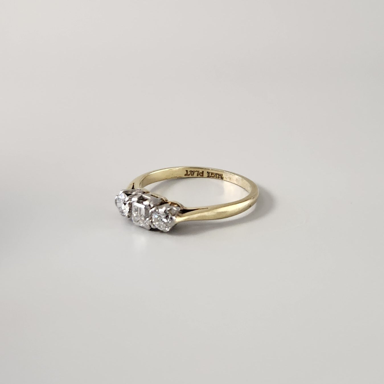 18ct Yellow Gold & Platinum Diamond Trilogy Ring