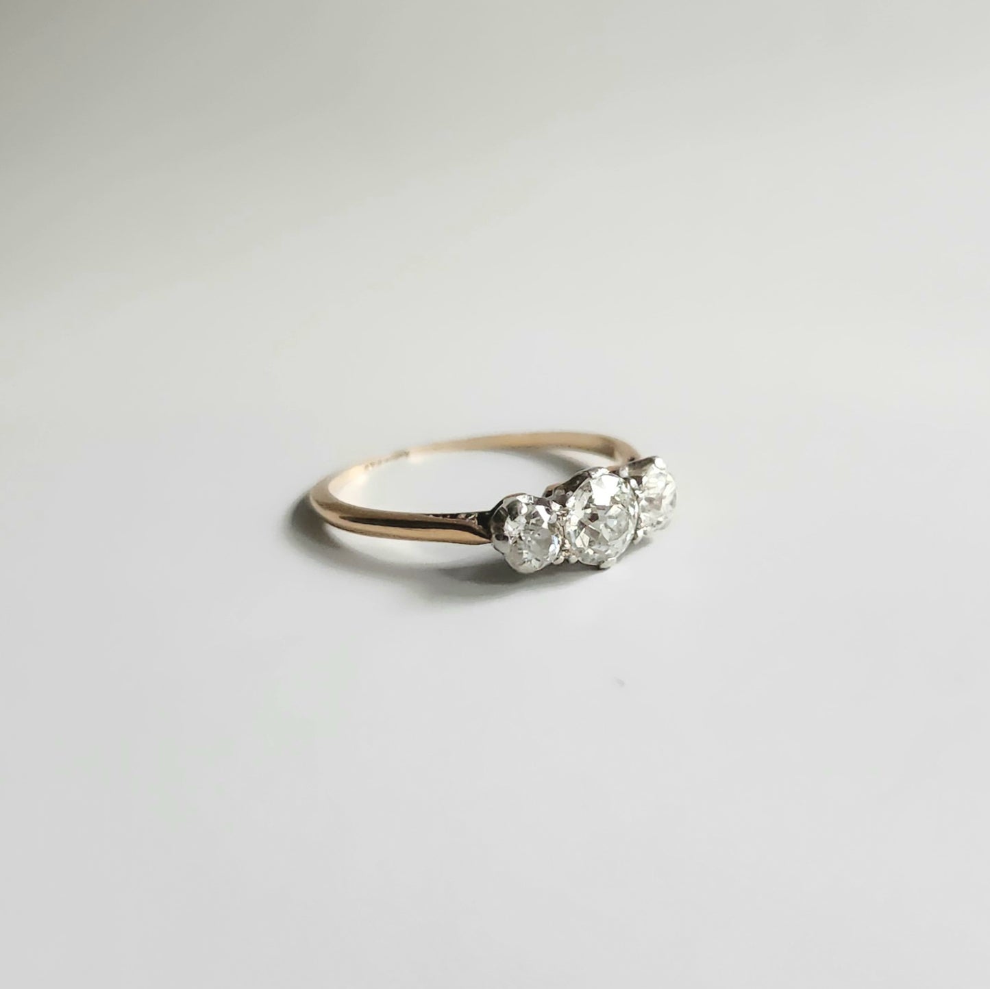 18ct Yellow Gold Old Cut Diamond Trilogy Ring