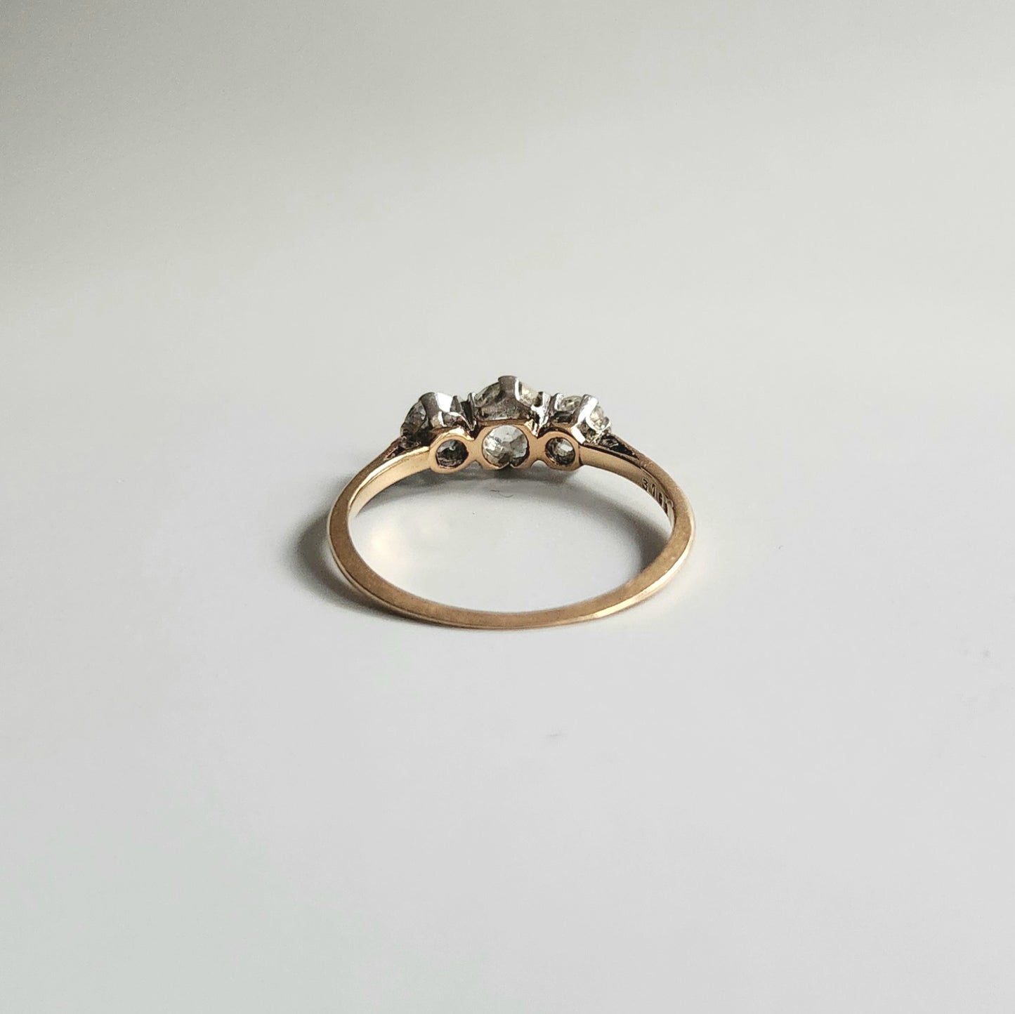 18ct Yellow Gold Old Cut Diamond Trilogy Ring