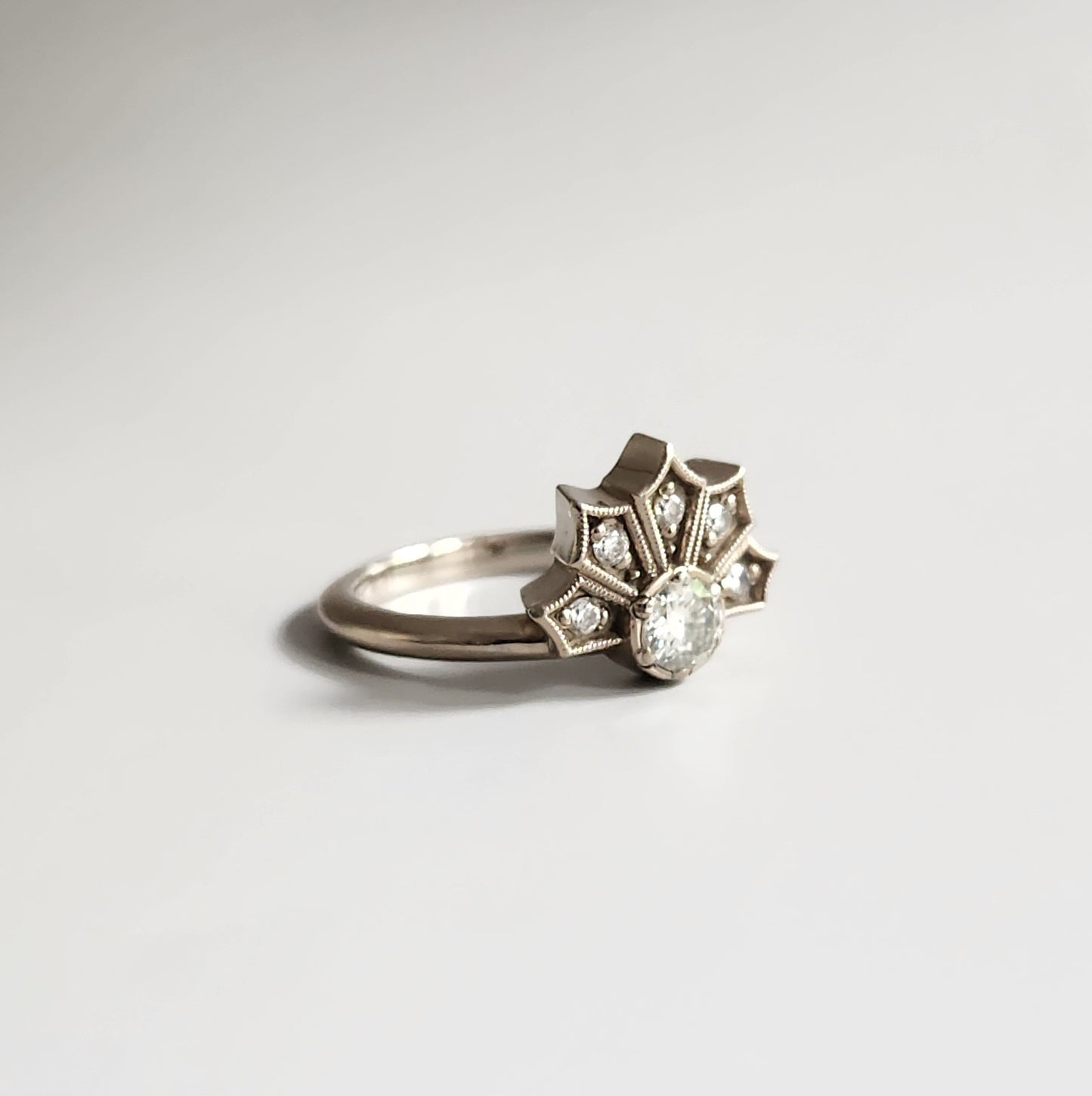 14ct White Gold Art Deco Style Diamond Ring