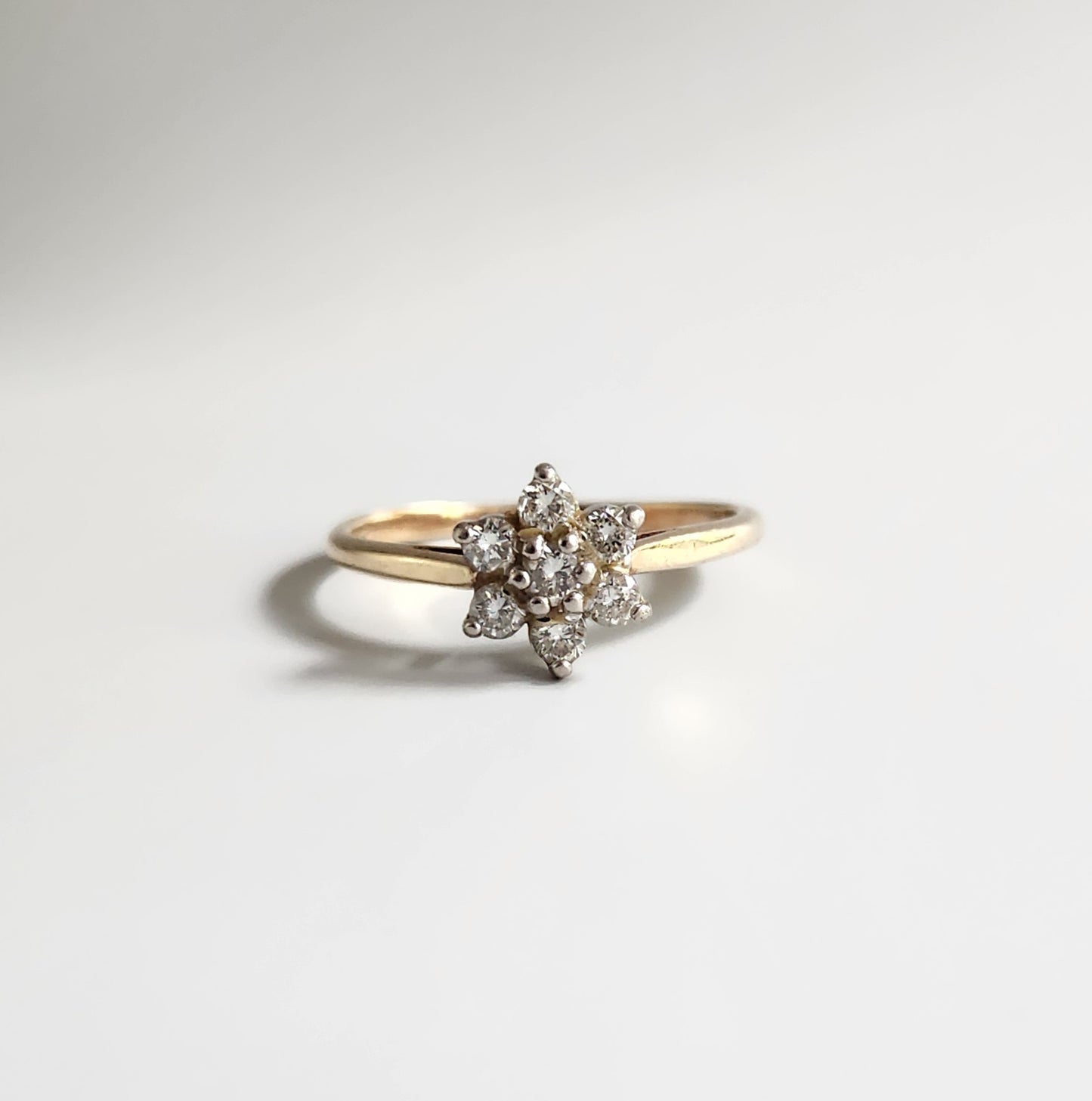 9ct Yellow Gold Diamond Daisy Cluster Ring