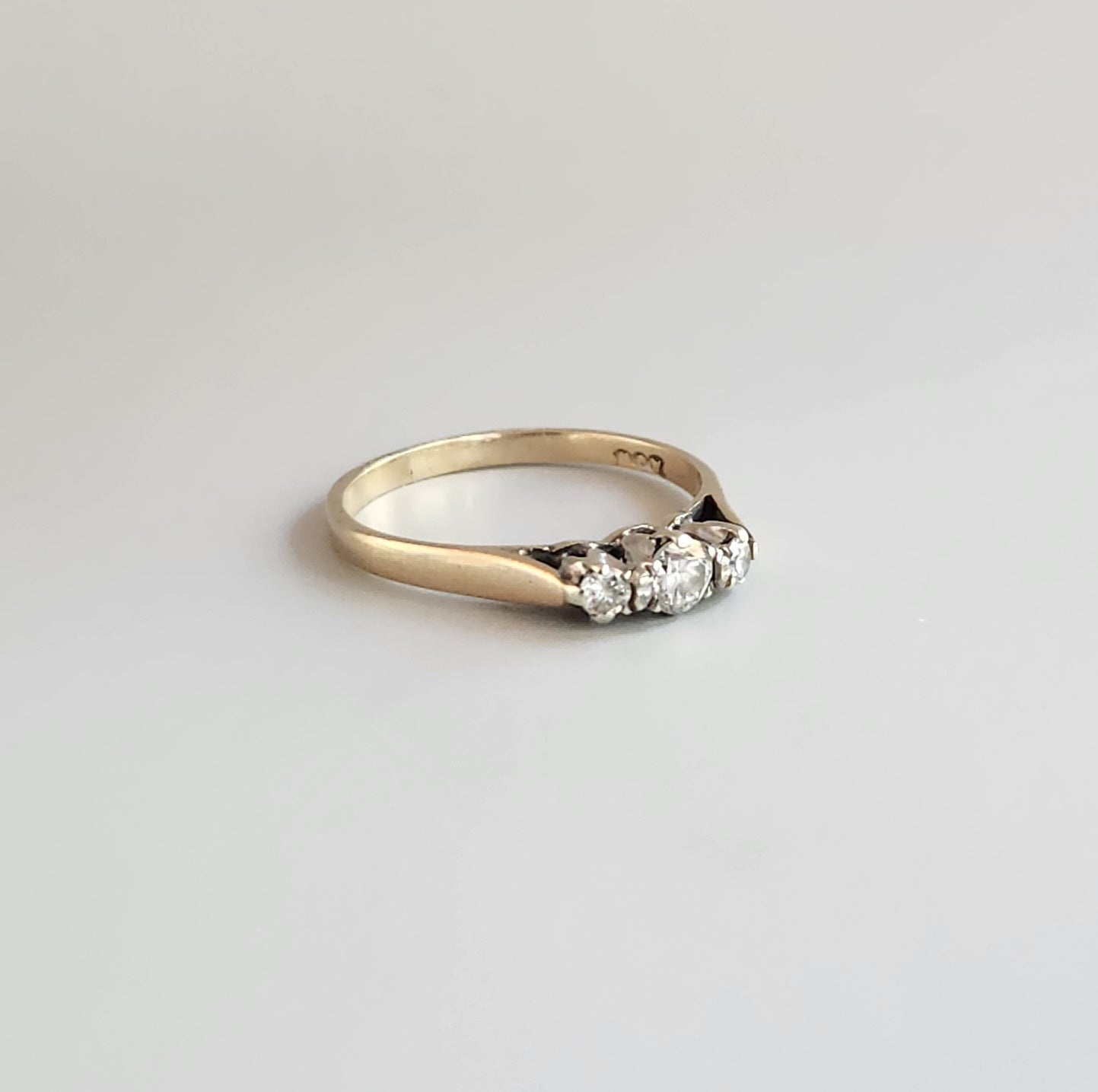 9ct Yellow Gold Diamond Trilogy Ring