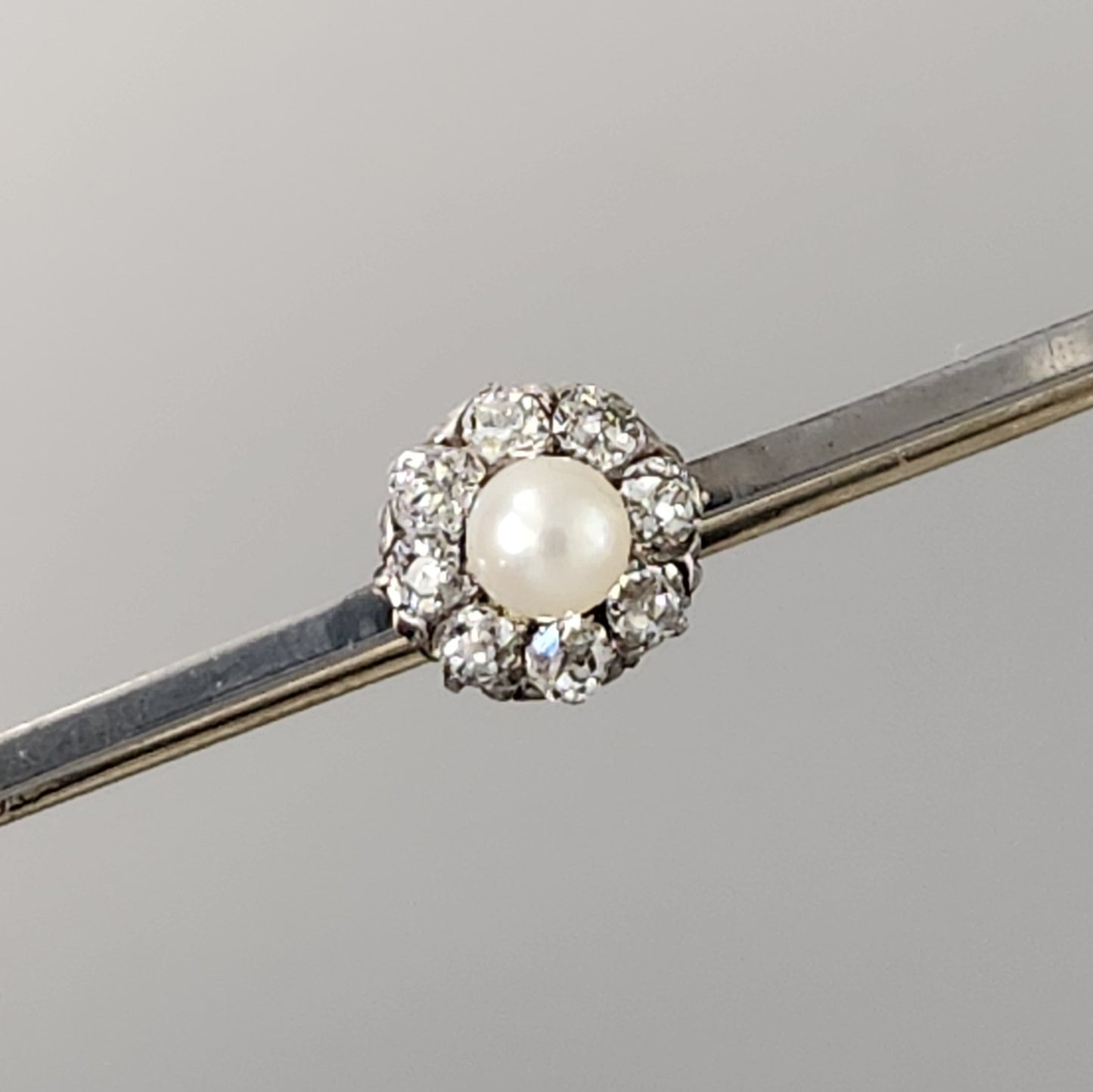 Antique Platinum Diamond & Pearl Cluster Brooch/Pin