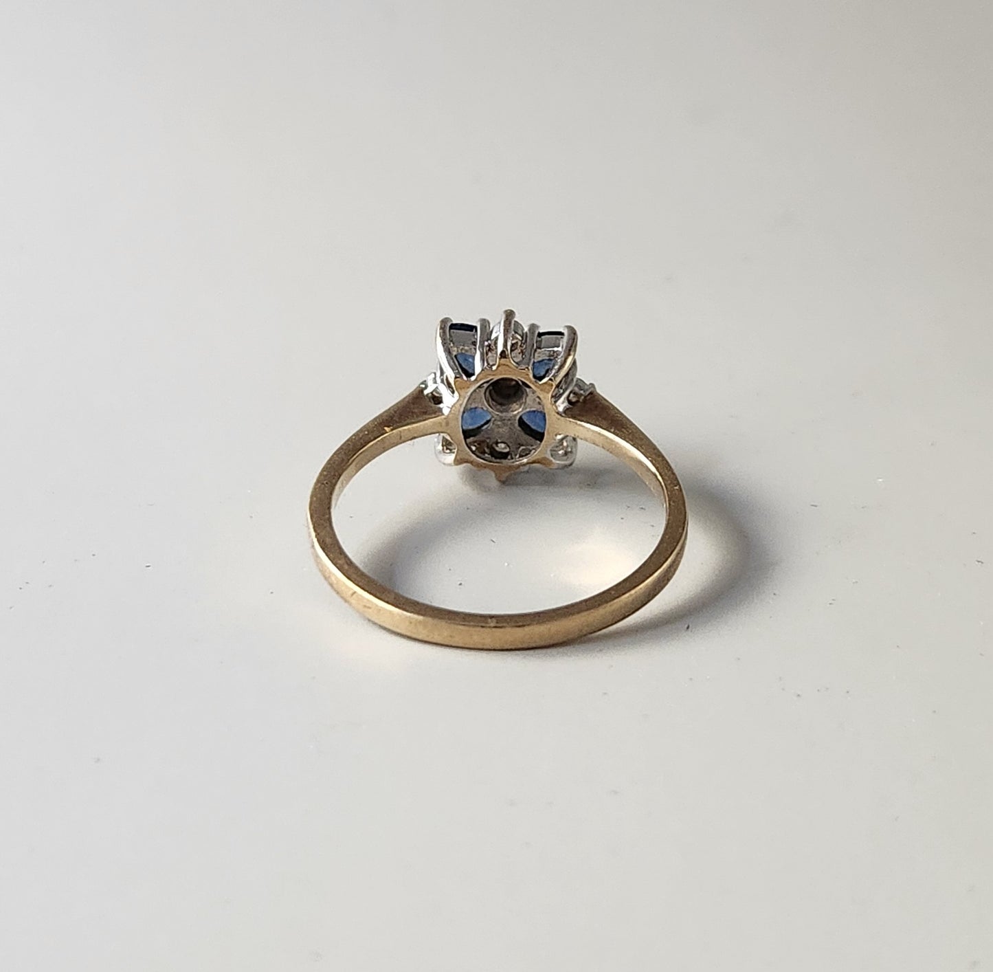 9ct Yellow Gold Sapphire & Diamond Cluster Ring