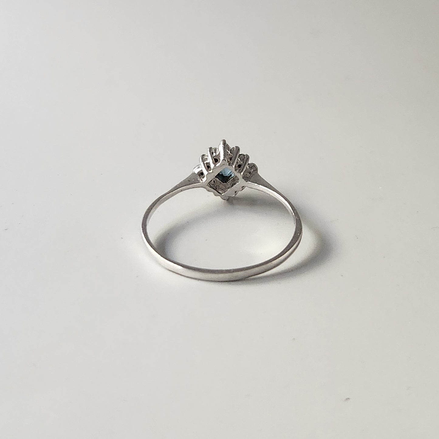 9ct White Gold Blue Topaz & Diamond Cluster Ring