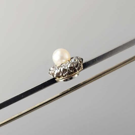 Antique Platinum Diamond & Pearl Cluster Brooch/Pin